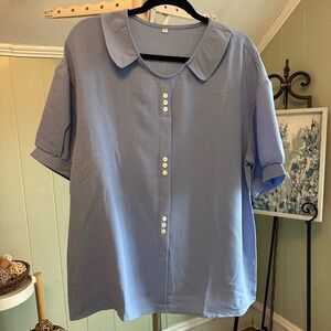 Blue Button-Up Women's Top